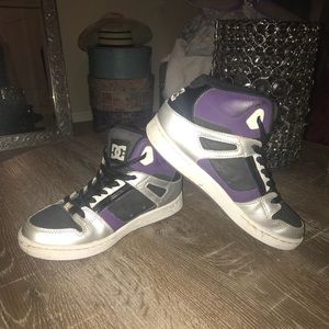 black and purple dc shoes